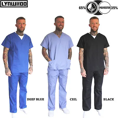 Mens Medical Scrub Uniform TUNIC & TROUSER Set Doctor Hospital Suit All Colors • £11.50