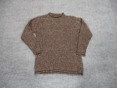 VINTAGE Woolrich Sweater Womens Small Brown Wool Silk Handframed Knit Rollneck • $27.95