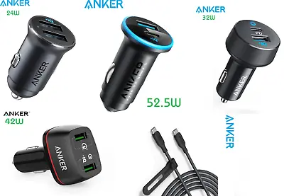 Anker 24W 32W 42W 52.5W QC3.0 PowerIQ Fast Car Charger  / 240W USB Type C Cable • $44.99