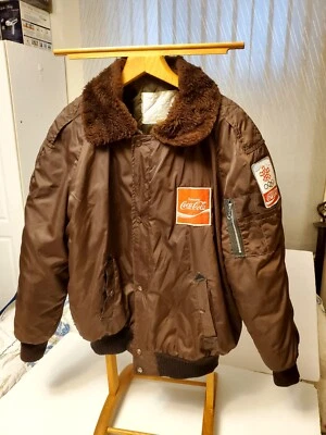 $59.87 • Buy Vintage Coca Cola Olympic CALGARY CANADA Delivery Man Jacket Brown Rare L
