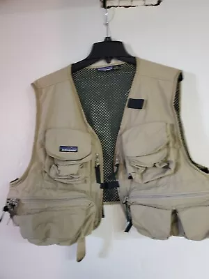 Patagonia Mens Fly Fishing Mesh Wading Jacket Vest Tan Multi Pockets Sz Xl Vgc • $55