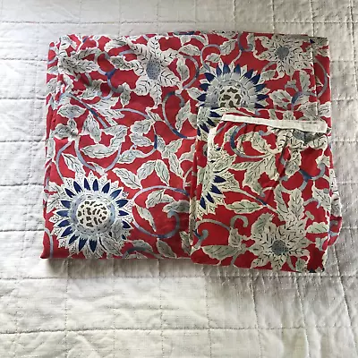 Ralph Lauren Cote D'Azur Sunflower TWIN Duvet Cover + One Euro Sham Red Floral • $86