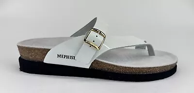 Mephisto Womens White Patent Leather Flip Flop Sandals Sz US 9 • $37.99