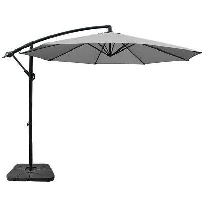 $154.95 • Buy Instahut Umbrella Outdoor Umbrellas Cantilever Sun Stand UV Garden Base Grey 3M