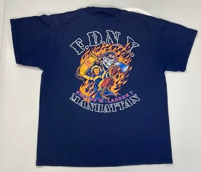 VINTAGE FDNY Manhattan Fire Department New York Graphic T-shirt Women Large • $19.95