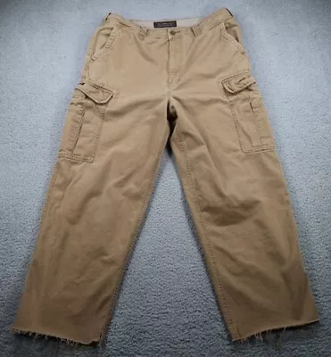 Abercrombie Fitch Cargo Pants Mens 34R Tan Baggy Distressed Wide Leg Skater Y2K • $29.99