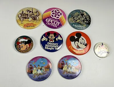 Vintage Disney  World Epcot Disneyland Pinback Buttons 1980s 90s • $45