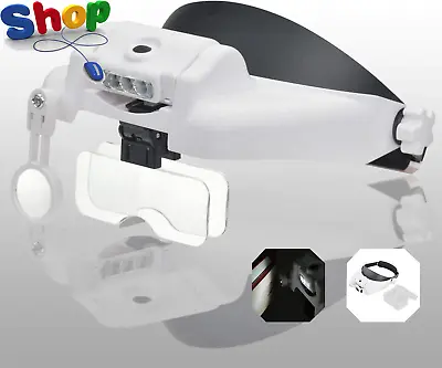 £36.67 • Buy LED  Light  Hands  Free  Headband  Illuminated  Magnifier  Visor - 1X  To  14X  