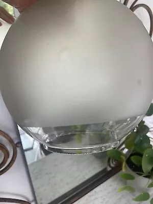 Antique Satin Frosted Round Oil Lamp Shade Clear Base • £40