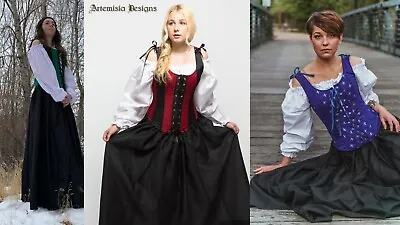 Renaissance Faire Wench Bodice Outfit Pirate Costume Gown Wedding Medieval Dress • $109