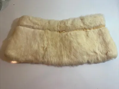 Vintage Genuine White Rabbit Fur Stole Shoulder Wrap Wedding 36x12 Adult Size • $29.99