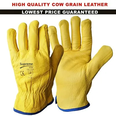 £5.49 • Buy  Yellow Leather Gardening Gloves Thorn Proof Garden Work Driver Safety Glove