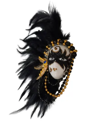 Black Masked Beaded Lady Feather Magnet Mardi Gras Party Favor • $5.29
