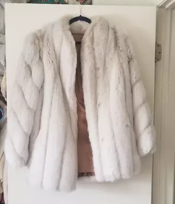 Vintage Luxurious White Fur Coat Possibly Fox Made In USA As Is • $50