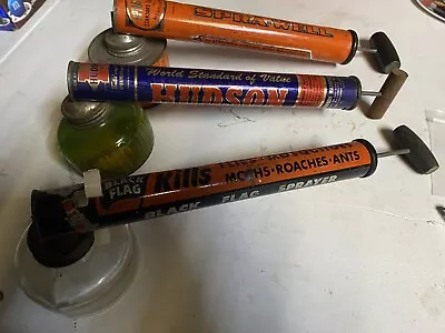 3 Vintage Glass Metal Bug Sprayers Black Flag Hudson Spra-well • $9.99