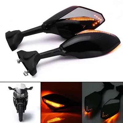Motorcycle Led Turn Signal Lights Rearview Mirrors For Suzuki Sv1000s 650s Honda • $39.42