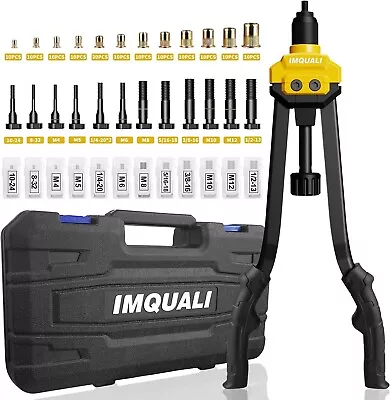 16  Hand Rivet Nut Tool Kit W 13 Metric SAE Mandrels 130 Nuts Gun Rivnut Setting • $49.90