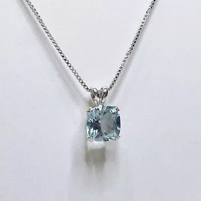 925 Sterling Silver Certified Natural Blue Aquamarine Neckless Gift For Ship • £29.80