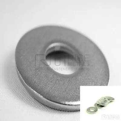 M10 X 50mm X 3mm Marine Grade A4 PENNY WASHERS MUDGUARD WASHERS STAINLESS STEEL • £2.99