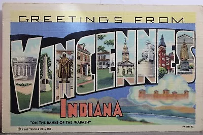 Indiana IN Vincennes Greetings Wabash Banks Postcard Old Vintage Card View Post • $0.50