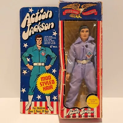 1970's Mego Action Jackson Figure Boxed Unused W/ Dog Tags And Tattoos Mod Hair • $49.99