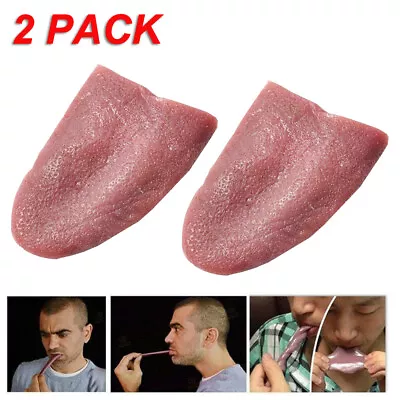 2 Pack Realistic Fake Tongue Stretch Gag Joke Prank Magic Trick Scary Funny Toy • $6.99