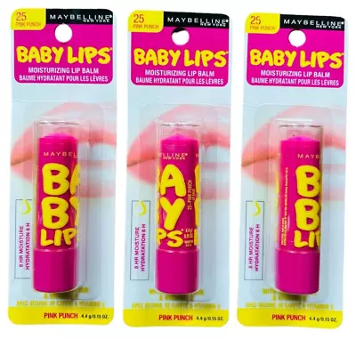 Maybelline New York Baby Lips Moisturizing Lip Balm Pink Punch (3 Pack) • $6.83