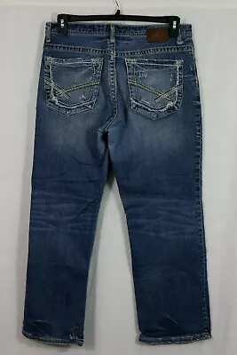 Men's BKE Jeans 'Seth' 32 S Loose Straight Distressed Jeans Ripped Embroidered • $39.95