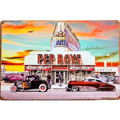 Vintage Pep Boys Garage Auto Shop Metal Sign Retro 50s Advertisement Sign 12x8 • $13.50