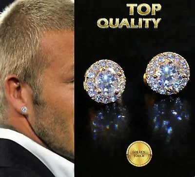 £9.99 • Buy Men's Women Round 10mm Simulated Diamond 18K Rose Gold Filled Stud Earrings UK