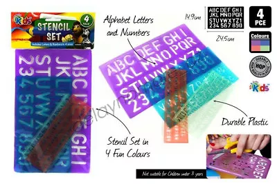 4pc Learning Stencil Set Alphabet Letters Numbers Durable Plastic Kids School • $5.95