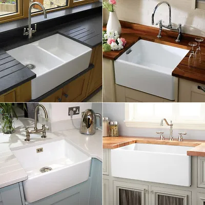 RAK Gloss White Farmhouse Belfast Butler Ceramic Kitchen Sink Tap Various Style • £181.99