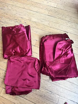 Victorias Secret Satin SHEET SET KIng Bedding  Brand NEW In Pkg Red Y2K 90’s • $175