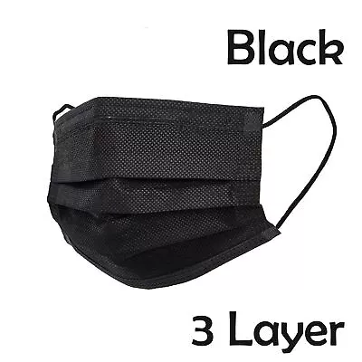 Black / Blue Face Mask 3 Layer Ply Mouth Masks Anti Bacterial Filter Disposable • $113.95