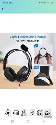 £20 • Buy USB Headset With Noise Cancelling Microphone For Office Call Center Skype Teams 