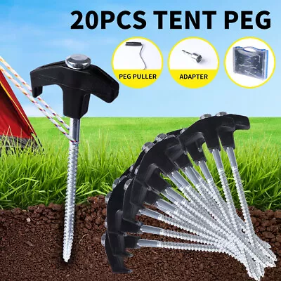 Mountview Tent Pegs Heavy Duty Screw Steel Camping Outdoor In Ground Stakes 20x • $31.99