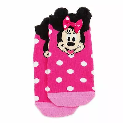 New Disney Store Minnie Mouse Ankle Socks Kids Girls Size S M L Pink Polka Dots • $5.98