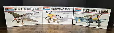 3 Monogram 1/48 Model Planes Mustang P-561D Focke-Wulf Fw190 Messersmt Me109E  • $12.50