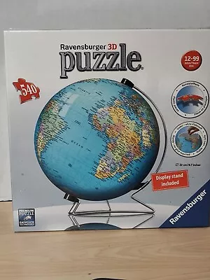 $19 • Buy Ravensburger 3D Puzzle THE EARTH 540 Pieces World Globe W/ Stand NOS 2012 Sealed