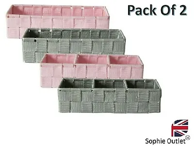 £10.10 • Buy 2 X Storage Fabric Woven Basket Home Bathroom Bedroom Toy Shelf Organisers Box