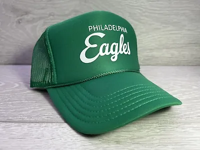 New Philadelphia Eagles Sports Green Hat 5 Panel High Crown Trucker Snapback Vtg • $21.95