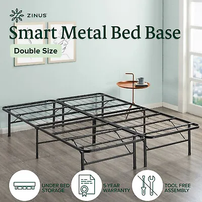 $139 • Buy Foldable Bed Frame DOUBLE Storage Metal Folding Base Guest Beds - Zinus
