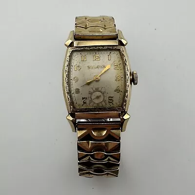 VINTAGE 1950’S MENS BULOVA 15'J 10k GOLD FILLED BEZEL CALIBER 10BC - For Repair • $9.99