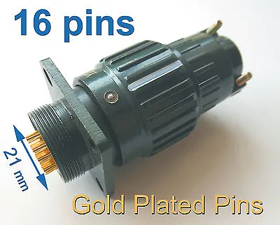 5 Pcs Φ21mm 7/8'' Military Gold Plated Plug + Socket 16 Pins Connector 500V 5A • $36.53