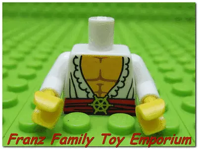 £1.74 • Buy Lego New White Minifig Torso Shirt Bare Chest Red Sash Gold Buckle Pirate D412