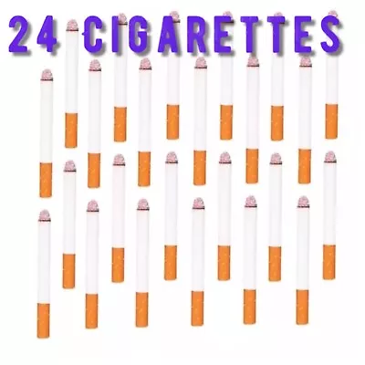 Set Of 24 Fake Cigarettes Fags Smoke Effect Joke Frank Theatrical Novelty Trick • £13.95