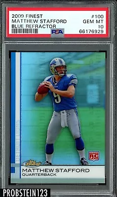 2009 Topps Finest Blue Refractor Matthew Stafford Lions RC Rookie /429 PSA 10 • $1.29