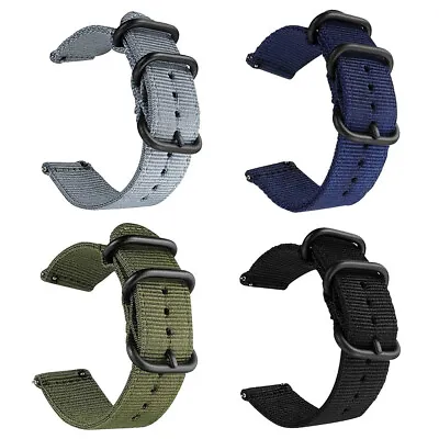 Mens Canvas Watch Strap Smartwatch Bands Soft Nylon Replacement Easy Release • £6.09