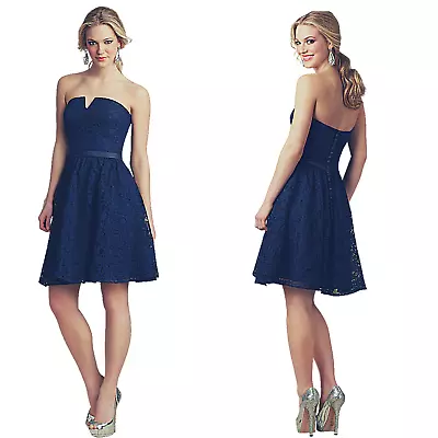 Morilee  By Madeline Gardner AFFAIRS Bridesmaid Dress Womens 6 Navy Blue 31067 • $27.17