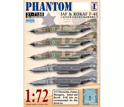 1/72 IAF & ROKAF F-4E Phantom Decals #1 For Finemolds/Fujimi/Hasegawa/Italeri • $16.41